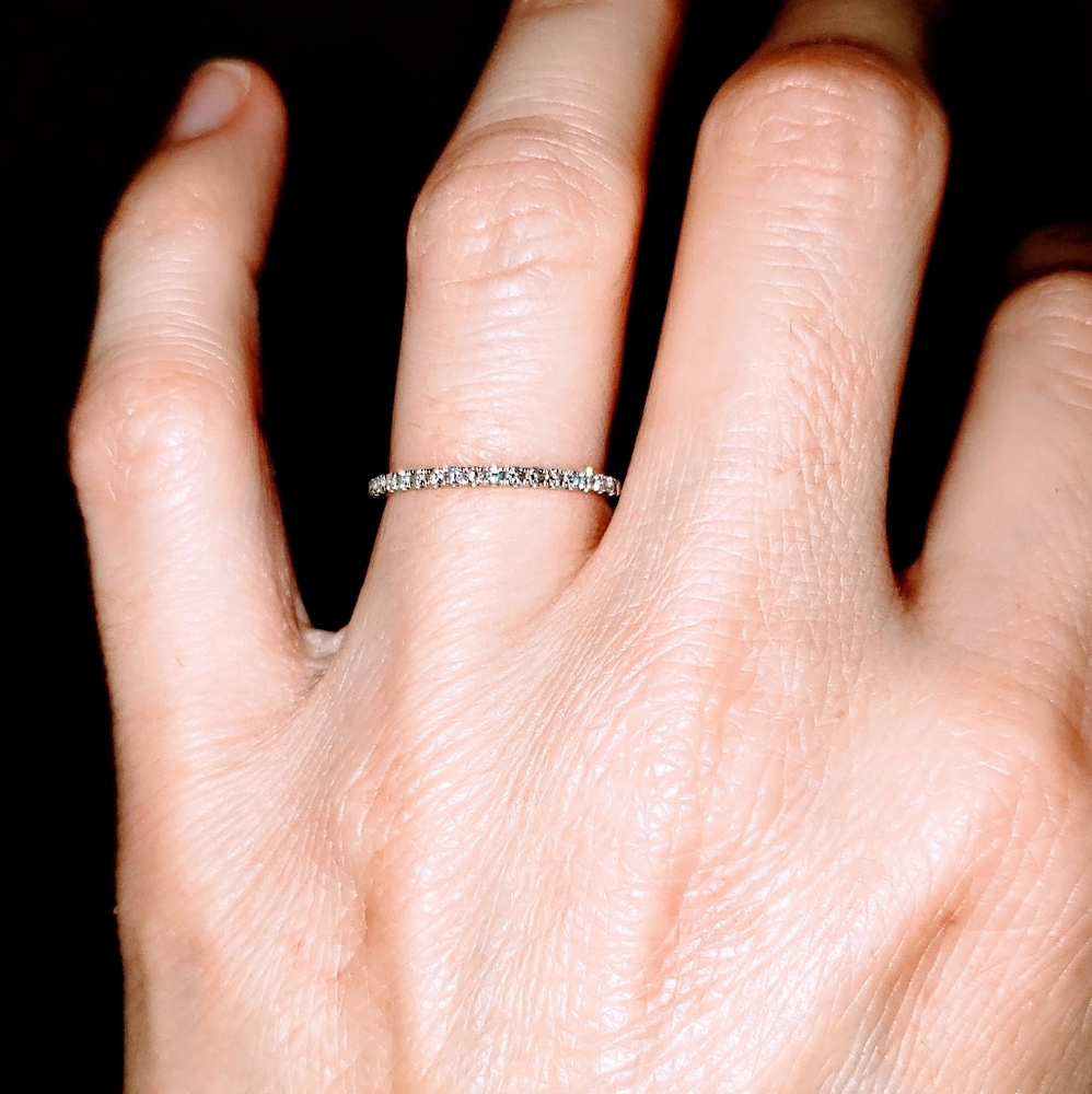 Sylvie thin diamond wedding ring 14k gold